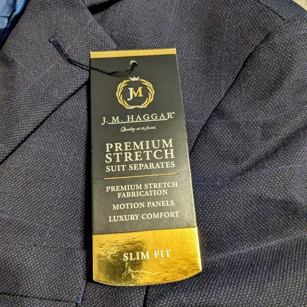 Haggar J.M. Premium 4-Way Stretch‎ Slim Fit Suit Jacket Coat Separates Blue